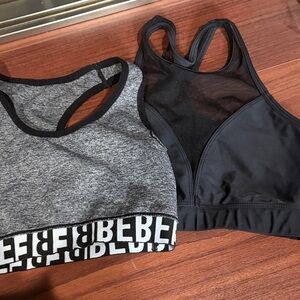 Bebe & Onszie Gray and Black Sports Bras Duo Medium